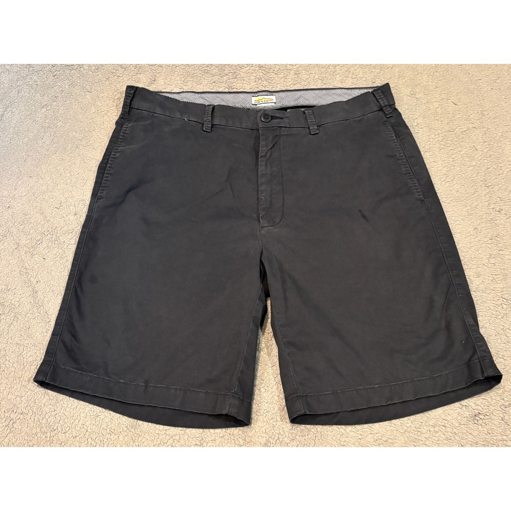Orvis Mens Stretch Chino Shorts Navy Blue Flat Front Size 36 Cotton Blend